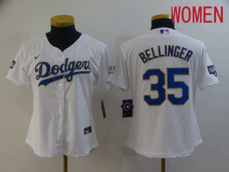 Women Los Angeles Dodgers #35 Bellinger White Game 2021 Nike MLB Jersey1->houston astros->MLB Jersey